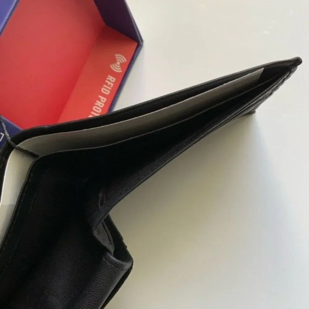 100% Genuine Top Grain Leather Wallet Stone Mountain Black